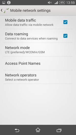 Turn Data roaming on or off