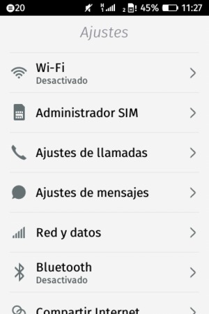 Seleccione Red y datos
