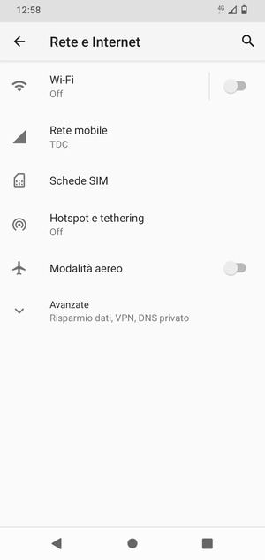 Seleziona Rete mobile