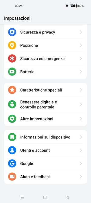 Scorri e seleziona Informazioni sul dispositivo