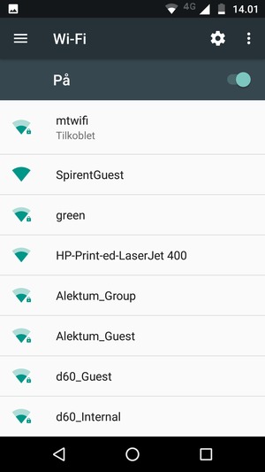 Du er nå koblet til Wi-Fi-nettverket