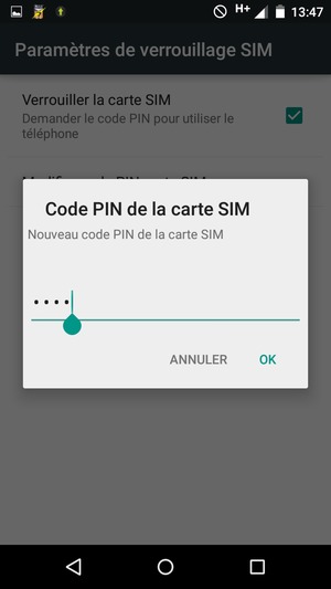 Saisissez votre Nouveau code PIN de la carte SIM et sélectionnez OK