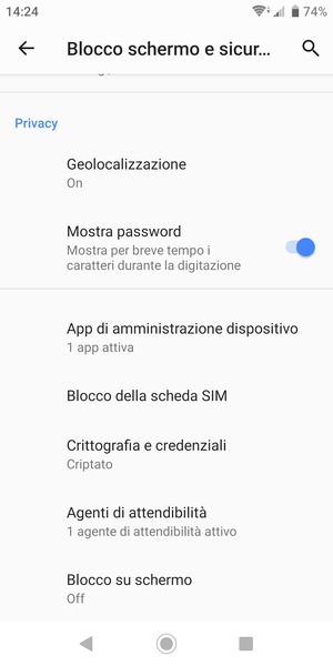 Seleziona Blocco della scheda SIM