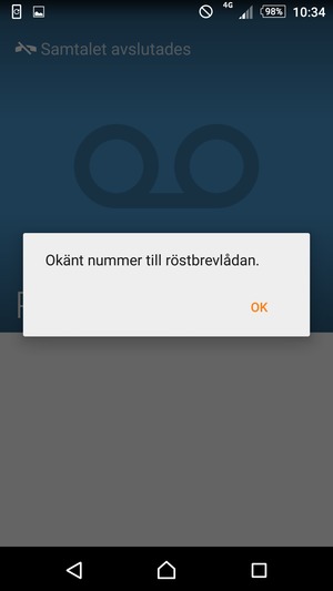 Om din röstbrevlåda inte är installerad, välj OK