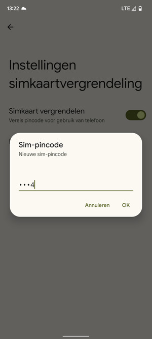Voer uw Nieuwe sim-pincode in en selecteer OK