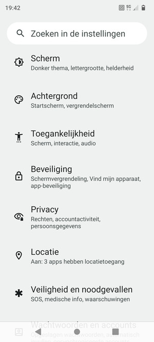 Scroll naar en selecteer Beveiliging
