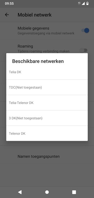 Selecteer een netwerkoperator uit de lijst