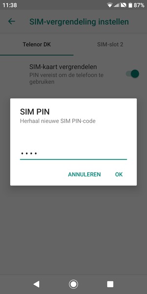 Bevestig uw nieuwe SIM PIN-code en selecteer OK