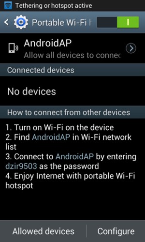 Your phone is now set up for use as a modem