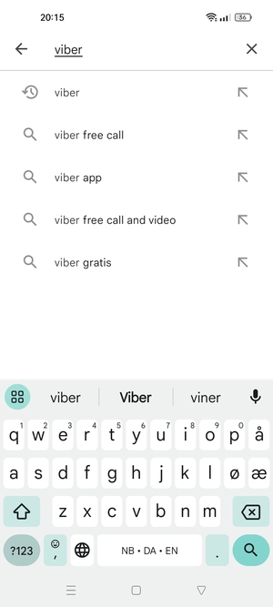 Skriv inn applikasjonsnavnet og velg Søk