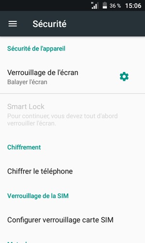 Sélectionnez Verrouillage de l'ecran