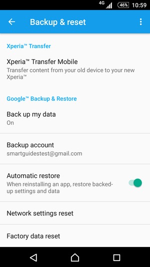 Select Backup account