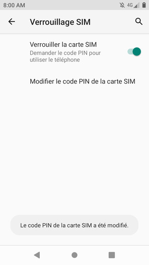 Votre code PIN de la carte SIM a été modifié