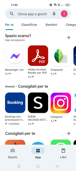 Seleziona la barra di ricerca