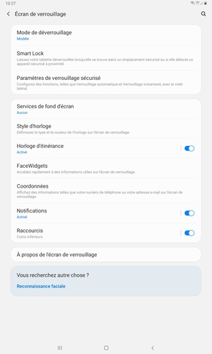 Votre tablette est maintenant sécurisée par un écran de verrouillage