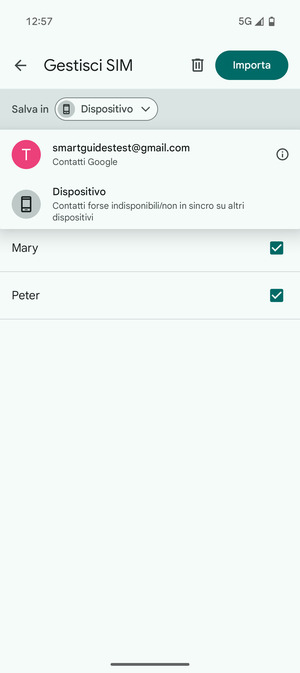 Seleziona il tuo account  Google