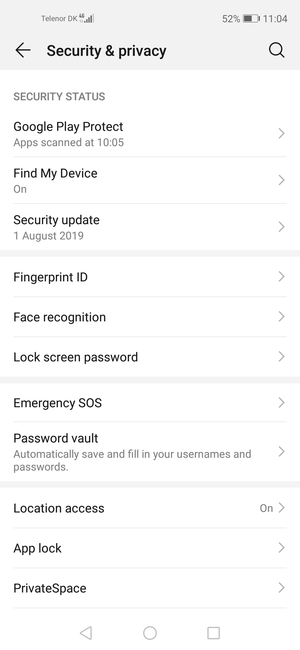 To activate your screen lock, go to the Security & privacy menu and select Lock screen password