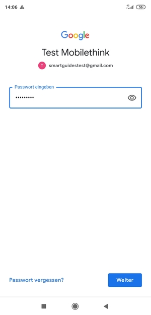 Geben Sie Ihre Gmail Passwort ein und wählen Sie Weiter
