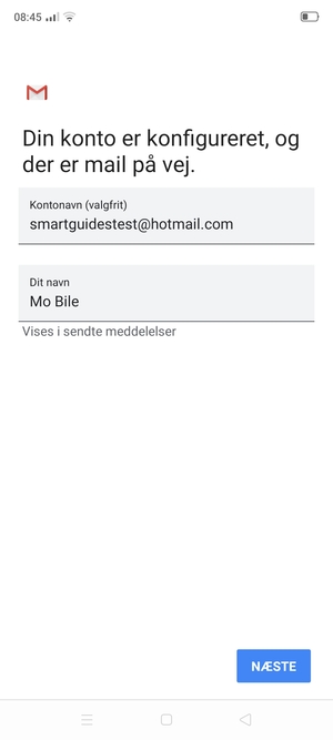 Giv din konto et navn og indtast dit navn. Vælg NÆSTE