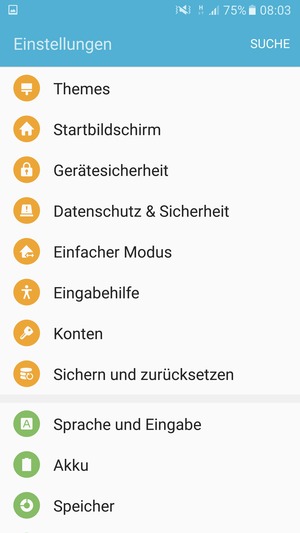 Scrollen Sie und wählen Sie Konten