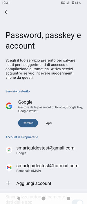 Seleziona il tuo account Google
