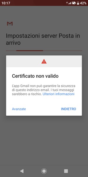 Seleziona INDIETRO