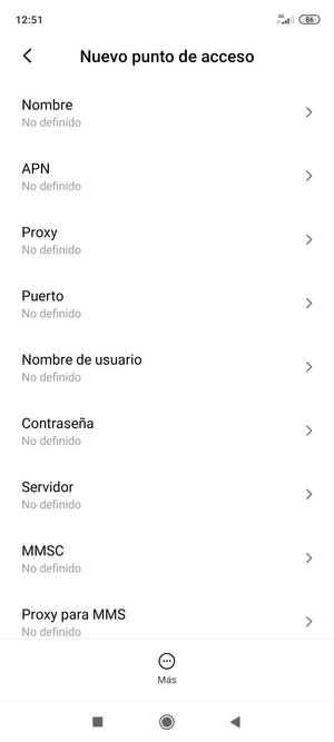 Introduzca la información de Internet