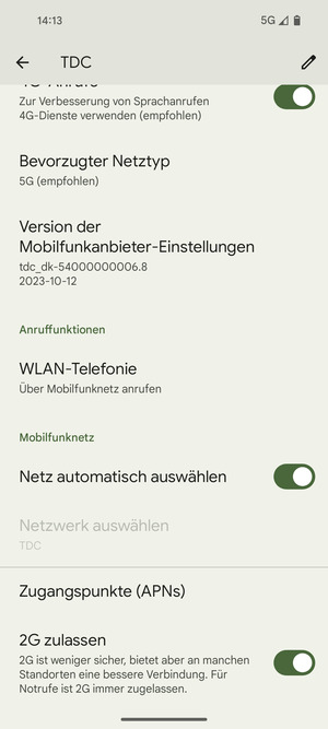 Scrollen Sie und wählen Sie Zugangspunkte (APNs)