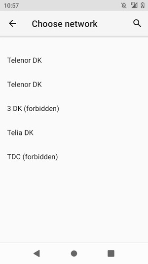 Select a network operator from the list