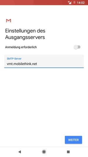 Schalten Sie Anmeldung erforderlich aus und wählen Sie WEITER