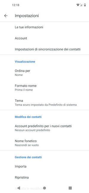 Seleziona Importa
