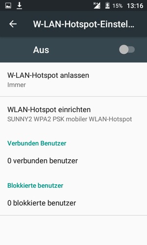 Wählen Sie WLAN-Hotspot einrichten