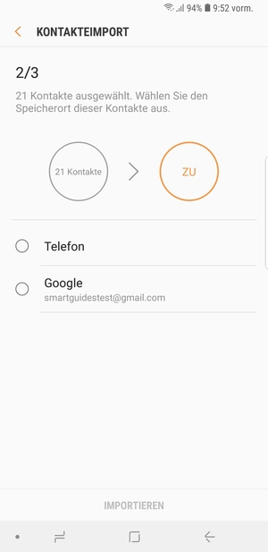 Wählen Sie Google