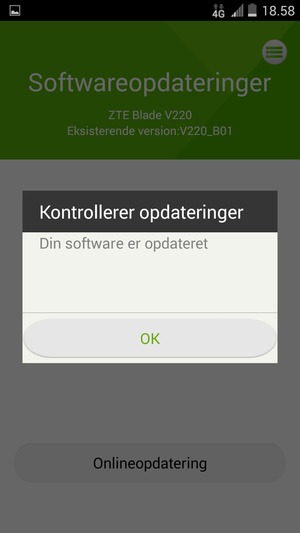 Hvis din telefon er opdateret, vælg OK