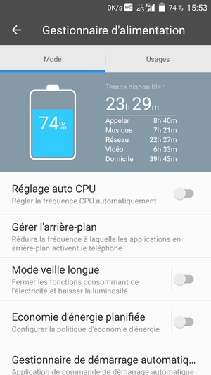 Activer le Réglage auto CPU