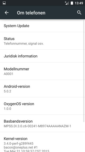 Välj System Update