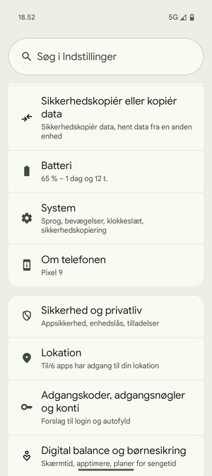 Scroll til og vælg System