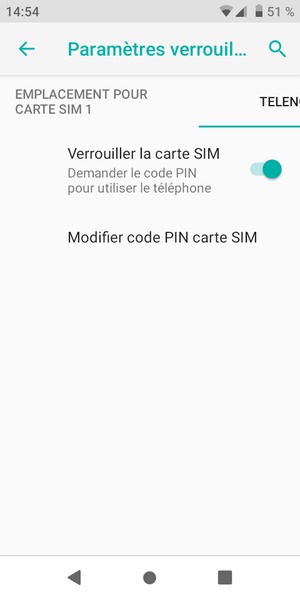 Sélectionnez Public puis Modifier code PIN carte SIM