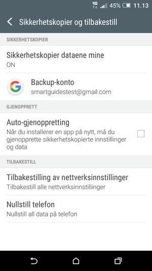 Velg Backup-konto