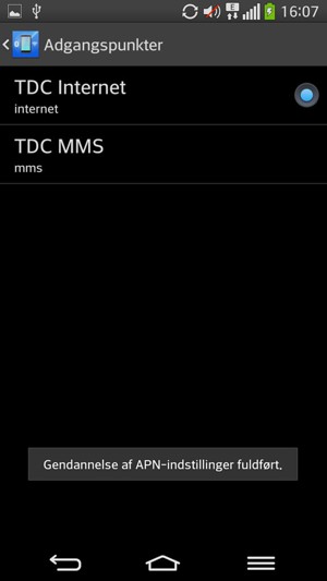Din telefon vil nulstille til standard internet- og MMS-indstillinger