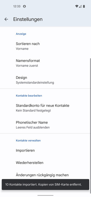 Ihre Kontakte werden in Ihrem Google Konto gespeichert und auf Ihrem Handy gespeichert, wenn Google das nächste Mal synchronisiert wird.