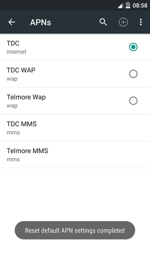 Your phone will reset to default Internet and MMS settings