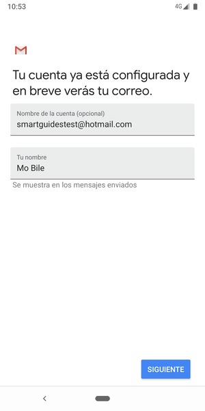 Déle a su cuenta un nombre y escriba su nombre. Seleccione SIGUIENTE