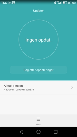 Hvis din telefon er opdateret, vil du se følgende skærmbillede.