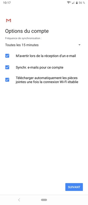 Sélectionnez SUIVANT