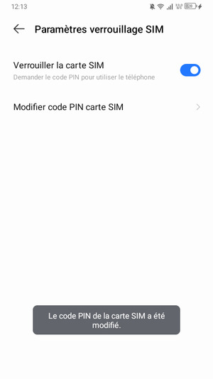 Votre code PIN de la carte SIM a été modifié