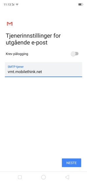 Slå av Krev pålogging og velg NESTE