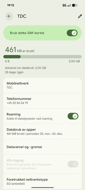 Slå Roaming på eller av