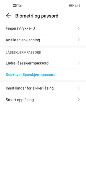 Telefonen din er nå sikret med en skjermlås
