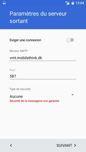 Sélectionnez SUIVANT